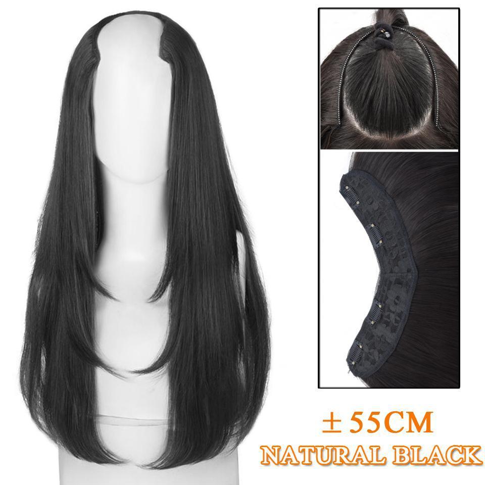 V-shaped Layered Mid-length Hair Inner Buckle Natural One-piece Seamless Invisible Wig Set