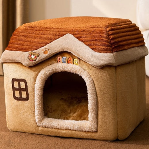 Casa para perros plegable Cama para gatos para mascotas Villa para perros de invierno Perrera para dormir Nido extraíble Sofá cueva cerrado cálido Suministros para mascotas