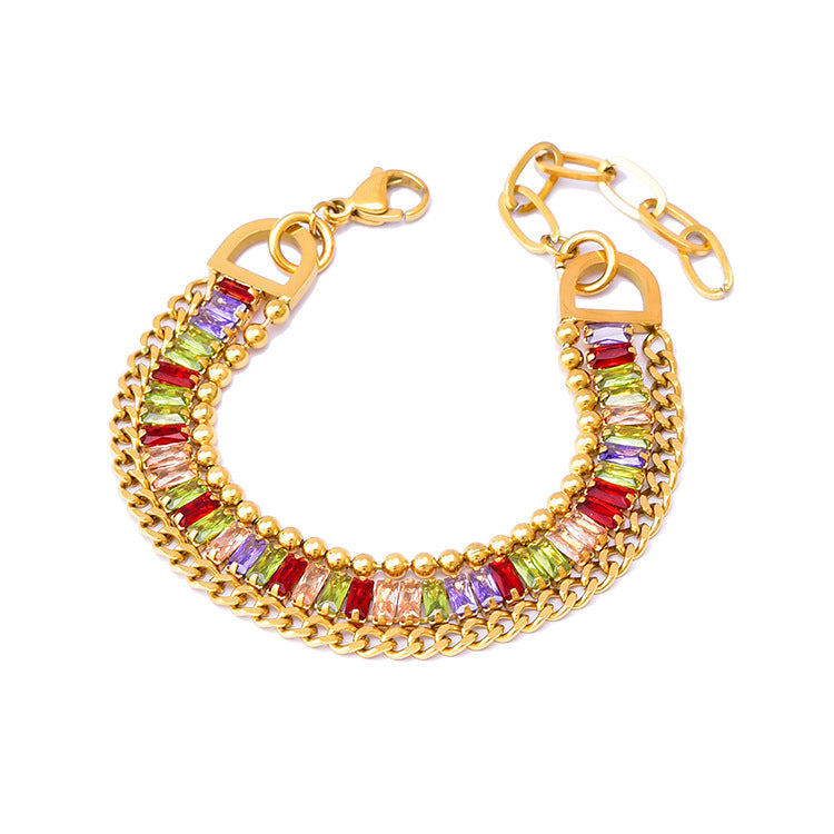 Bohemian Style Colorful Zircon Rhinestone Bracelet