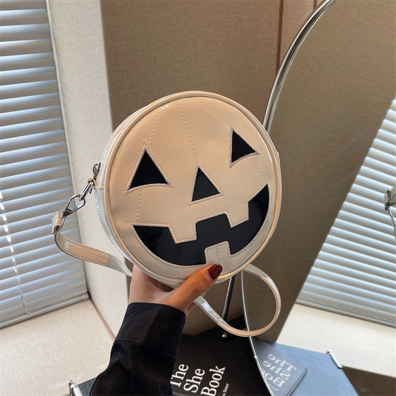 Halloween Pumpkin Small Round Bag Girls Funny Cute Shoulder Bag Personality Creative Messenger Crossbody Bags For Women