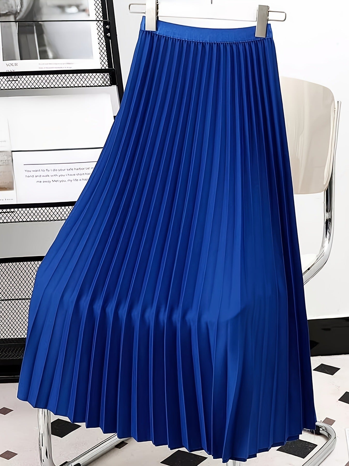 Fashion Women Solid Color Pleated Skirt Female