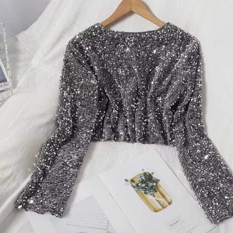 Women's Fashionable Sequins Top Sequin Short