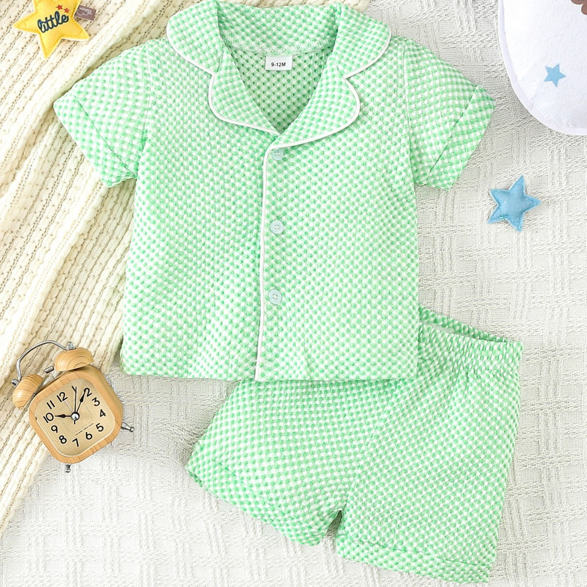 Summer Children's Pajamas Shorts Cardigan Suit