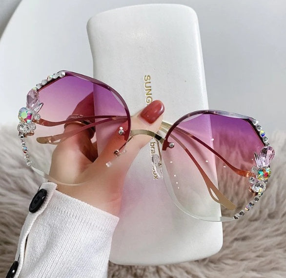 Gafas de sol creativas resistentes a los rayos UV con diamantes de imitación