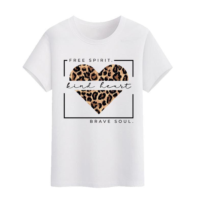 Women's Leopard Print Heart Printing New Short Sleeve