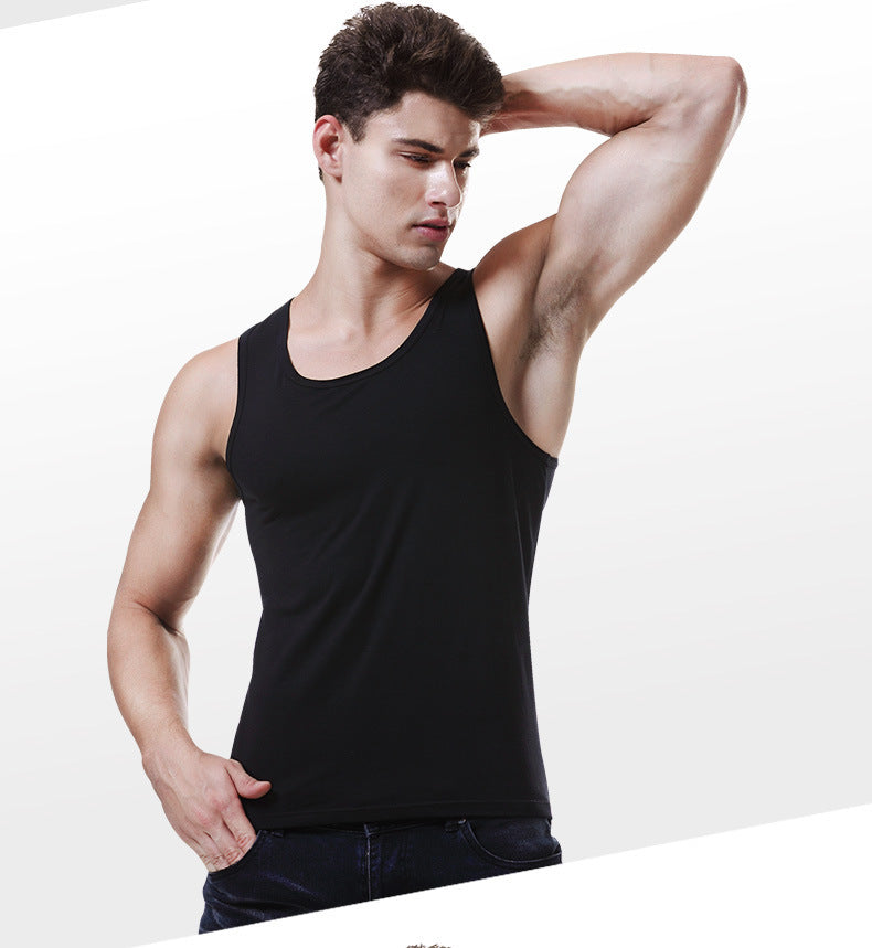 Men's Cotton Sports Vest Workout Sleeveless Bottoming Shirt