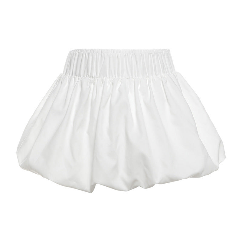 Pure Color All-matching Puffy High Waist Ultra Short Skirt