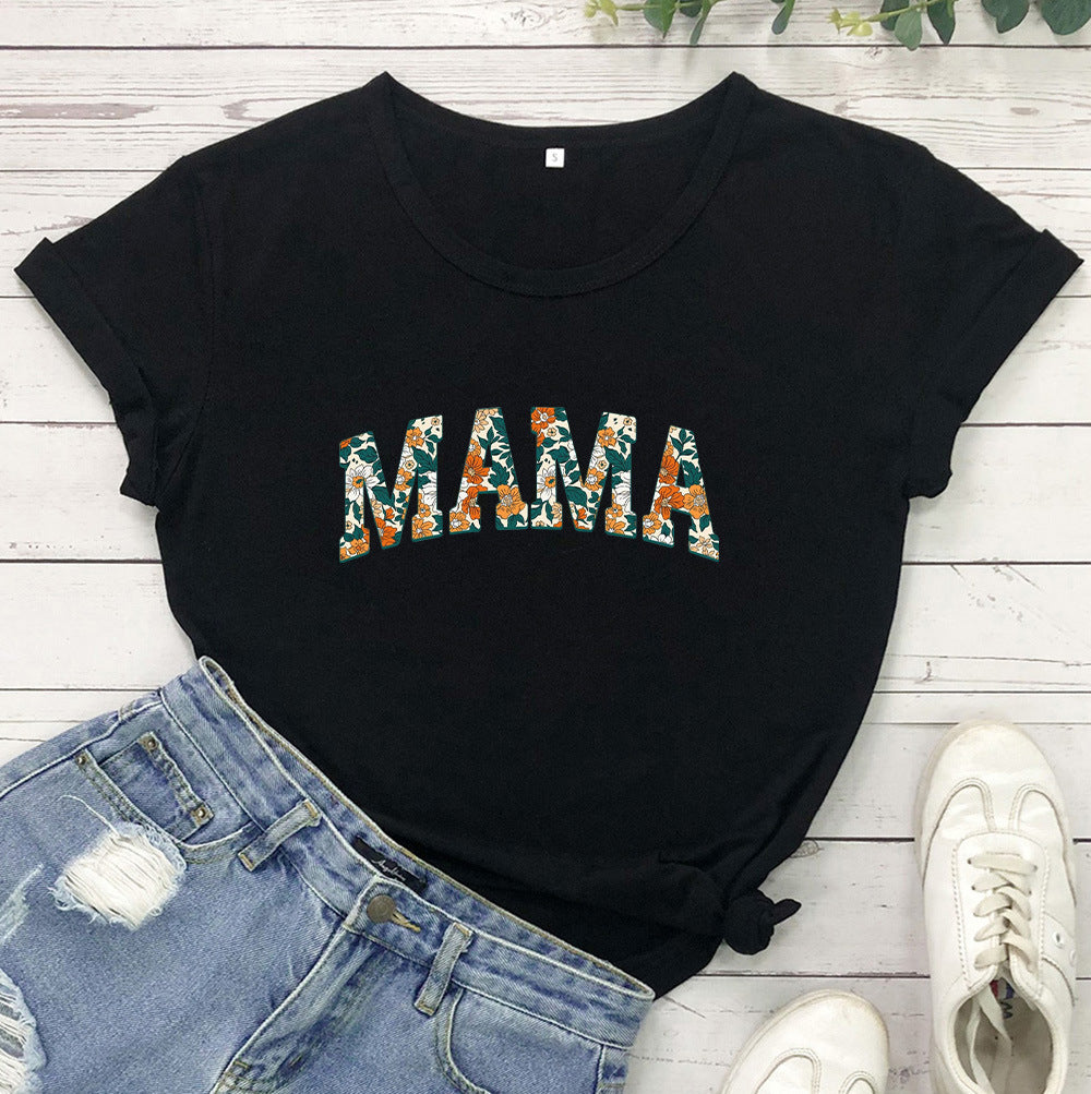 MAMA Camiseta informal con estampado de letras del día de la madre