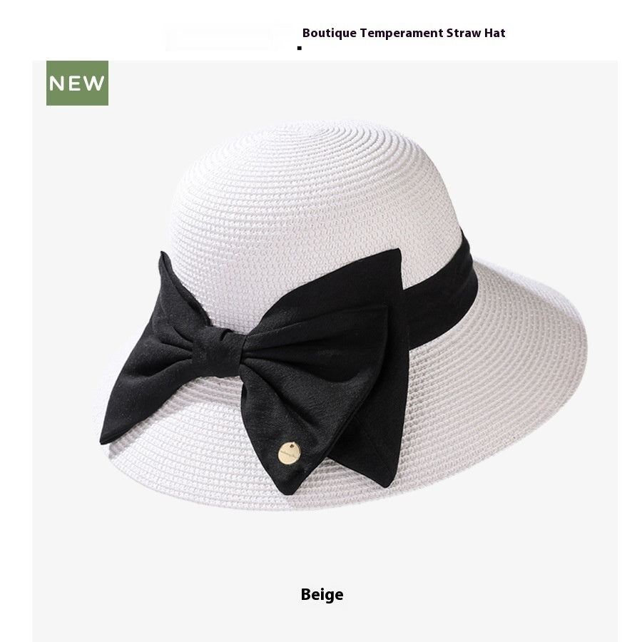 Light Luxury High-end Encryption Straw Summer Wide Brim Show Face Small Temperament Sun Hat