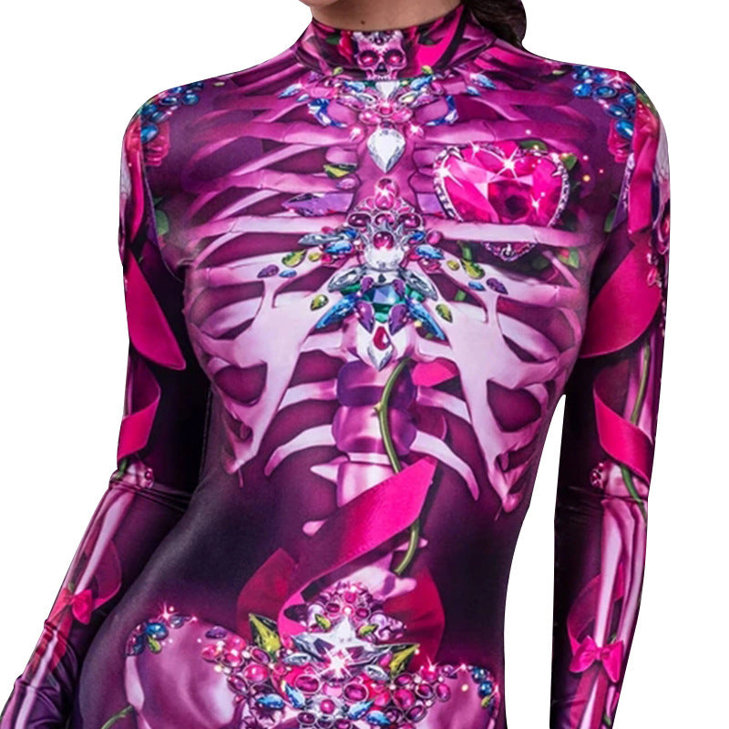 Mono de mujer con estampado de calavera para Halloween