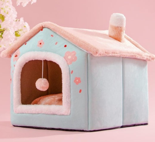 Casa para perros plegable Cama para gatos para mascotas Villa para perros de invierno Perrera para dormir Nido extraíble Sofá cueva cerrado cálido Suministros para mascotas