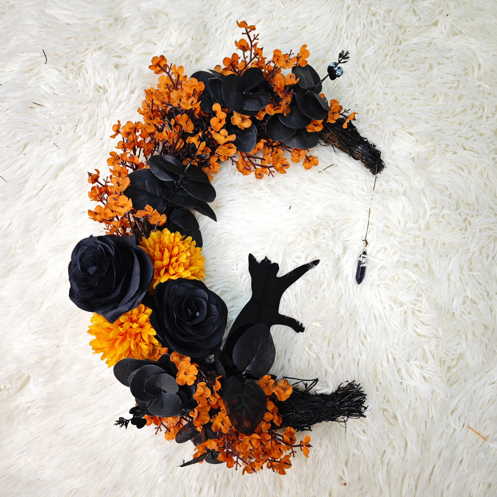 Halloween Moon Cat Garland Ornaments