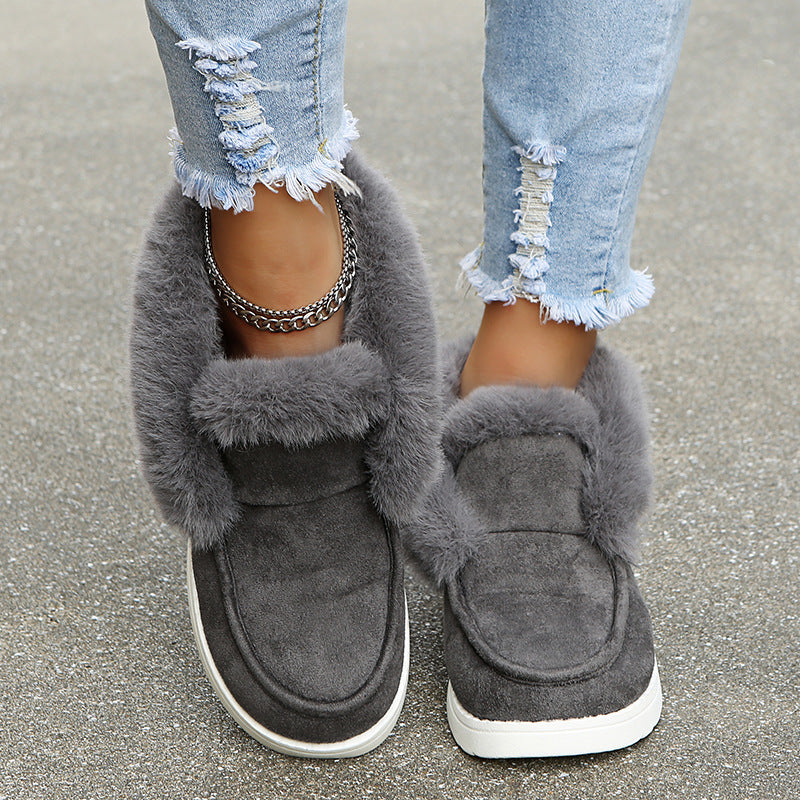 Botas de nieve cálidas para invierno, botines de piel de felpa para mujer