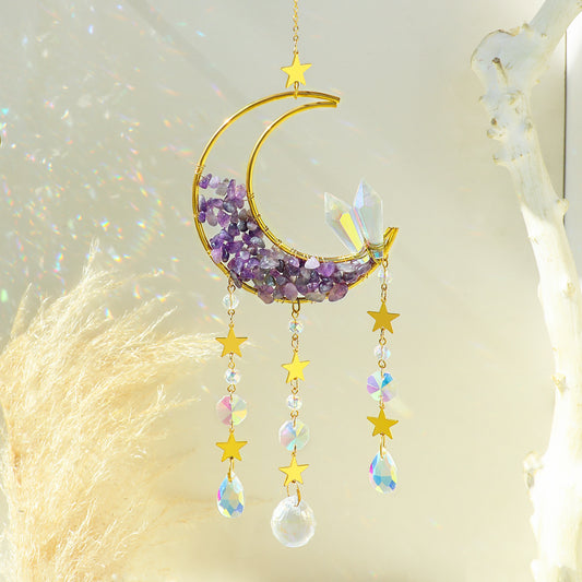 Amethyst Powder Crystal Sun Catcher Pendant