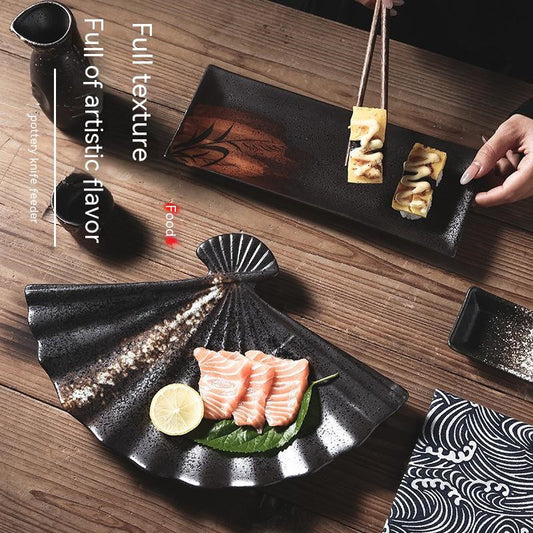 Commercial Sashimi Sushi Fan-shaped Iron Dish Bird-burning And Wind Plate