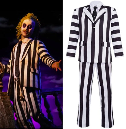 Beetlejuice Cos Costume Michael Keaton Cosplay Clothing