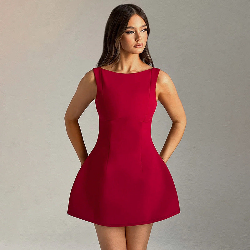 Sexy Slim-fitting Backless Dress Sleeveless Short Dresses