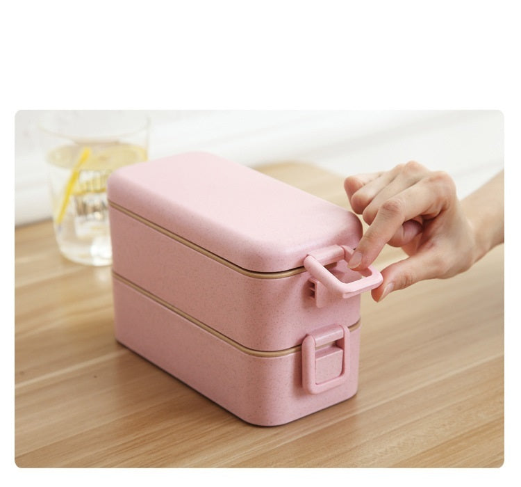 Wheat Straw Lunch Box Japanese Tableware Lunch Box Microwave Oven Student Multi-layer Lunch Box