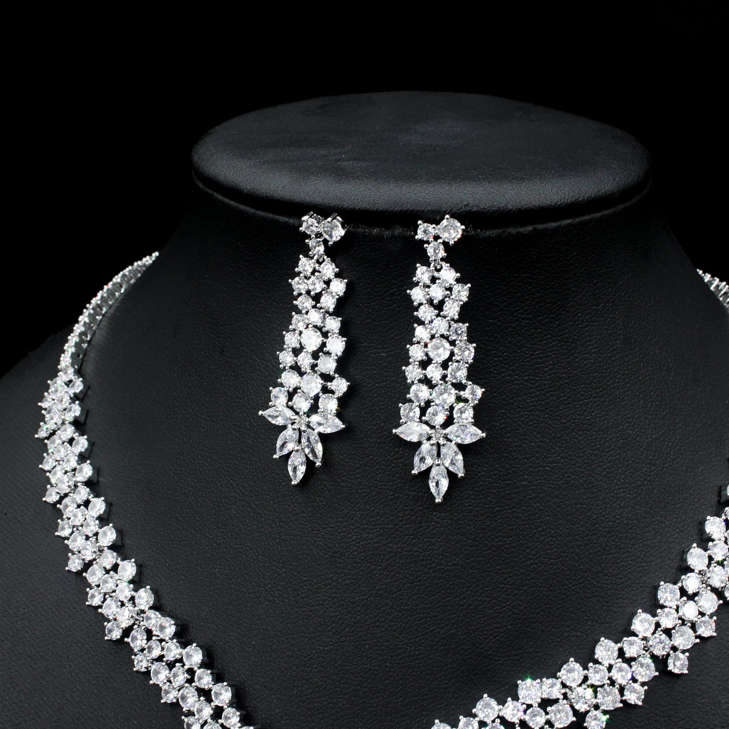 Zircon Earrings And Necklace Wedding Jewelry Set