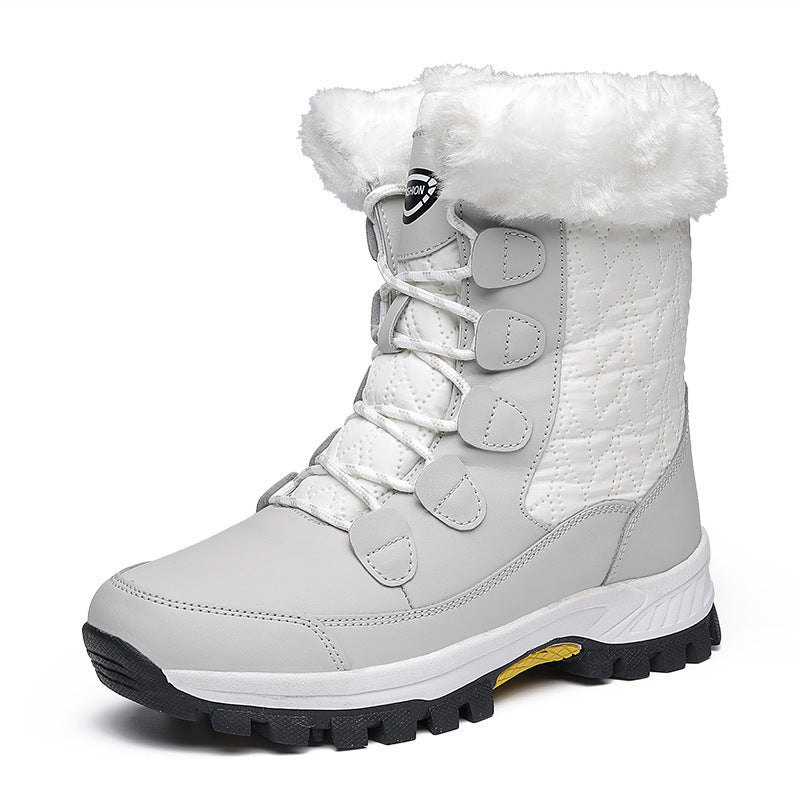 Botas de nieve impermeables para mujer hasta media pantorrilla con cremallera frontal