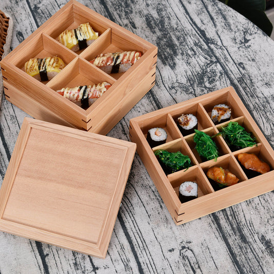 Japanese-style Bento Wood Sushi Hierarchical Division Box