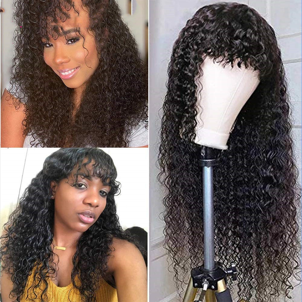 Full Mechanism Curved Bangs Brazilian Hair Real Hair Headgear