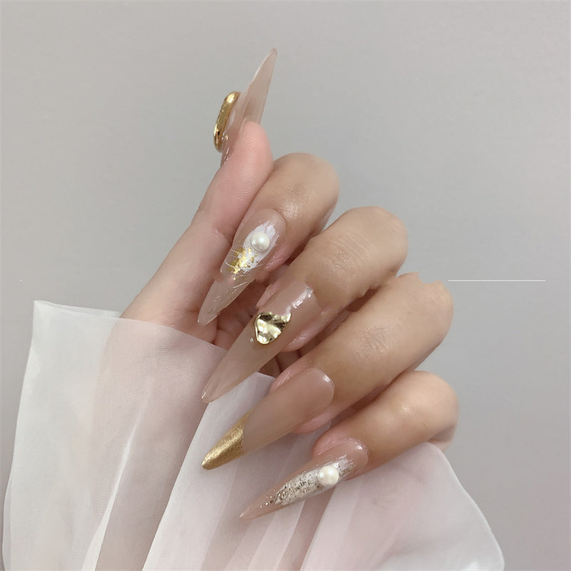 High Class Feel Rich Girl Nail Piece Milk Tea Long