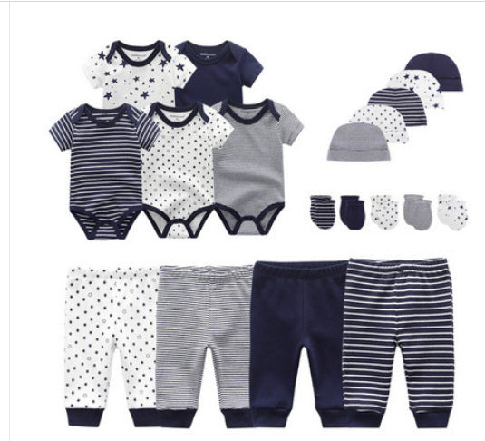 Cotton 19-piece Set Baby Rompers Pants Hat Gloves Combination Suit