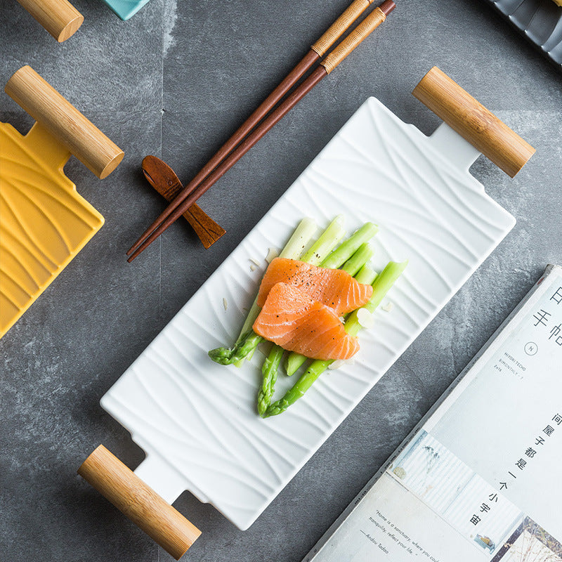 Plato rectangular creativo Plato de cocina de sushi binaural