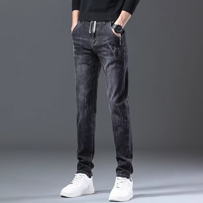 Jeans Men's Straight Loose Elastic All-matching Long Pants