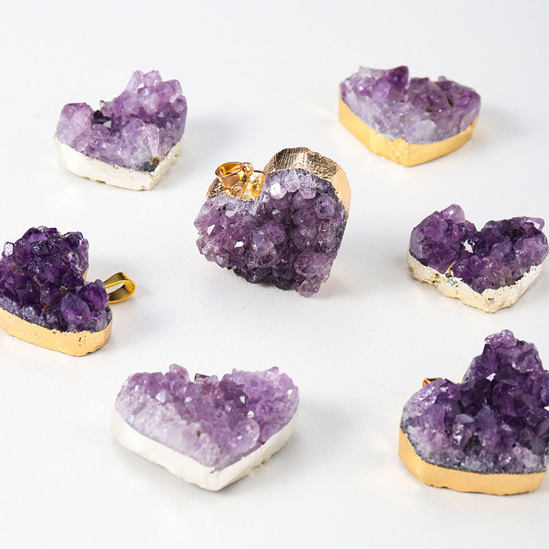 Uruguay Amethyst Cluster Love Pendant Amethyst Tooth Block