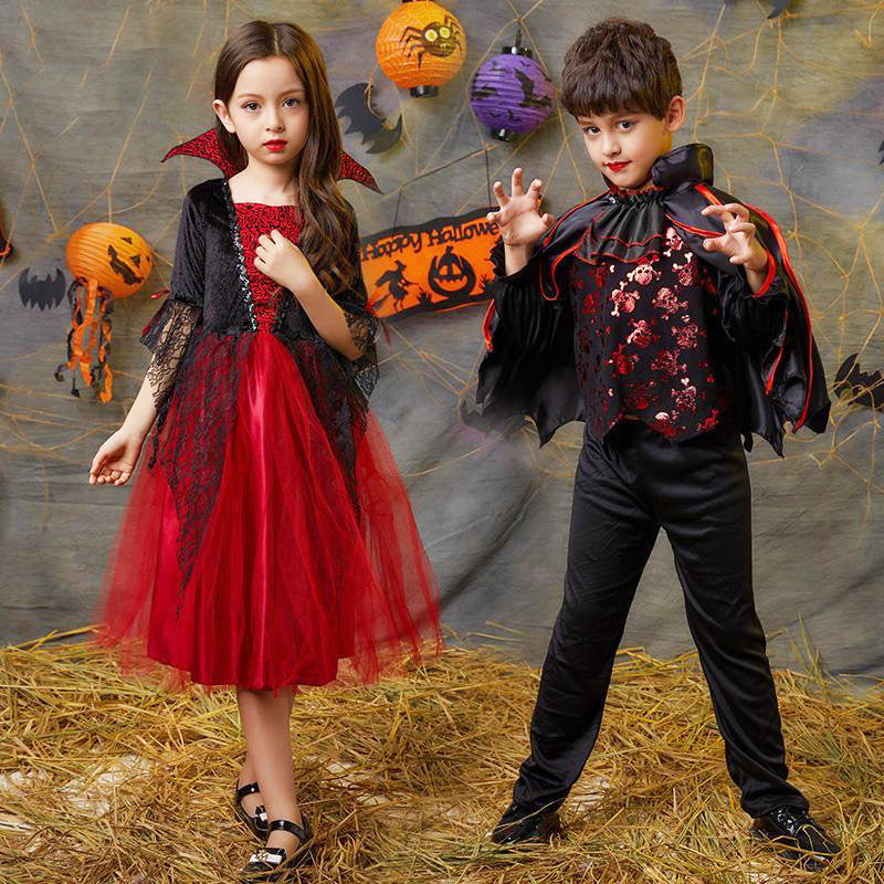 Vestido de princesa vampiro de gasa para niños de Halloween