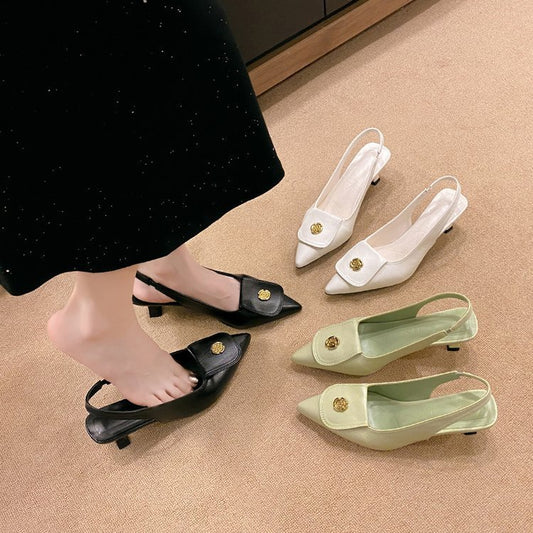 Classic Style Camellia Pointed Toe Toe Cap Plus Size High Heel Sandals